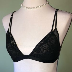 Black sheer bralette size small new strappy bra